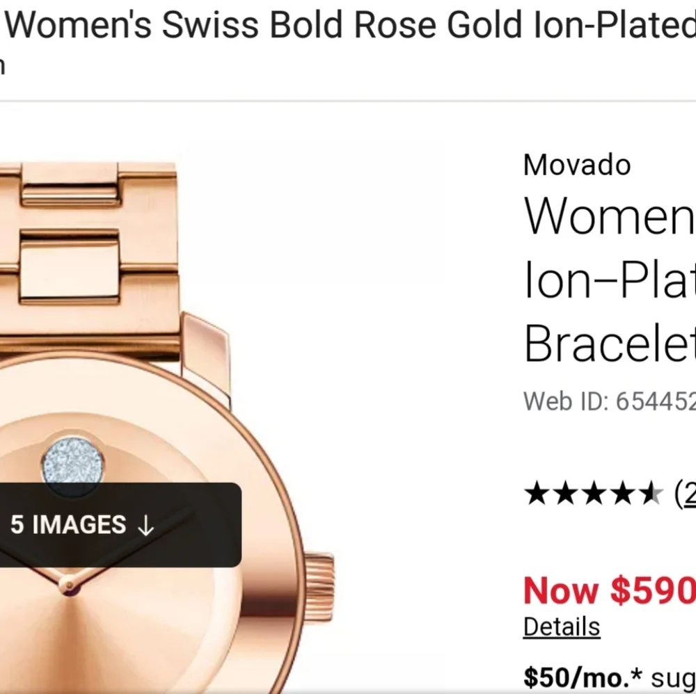 **SOLD** MOVADO BOLD 3600086 Rose Gold Stainless Steel Crystal Dot Ladies Watch - Picture 12 of 13
